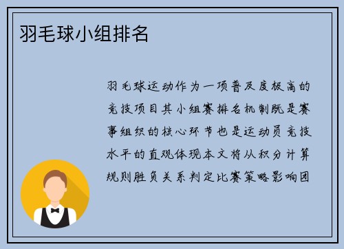 羽毛球小组排名