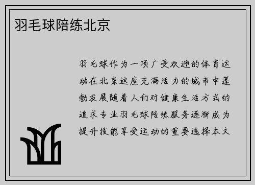 羽毛球陪练北京
